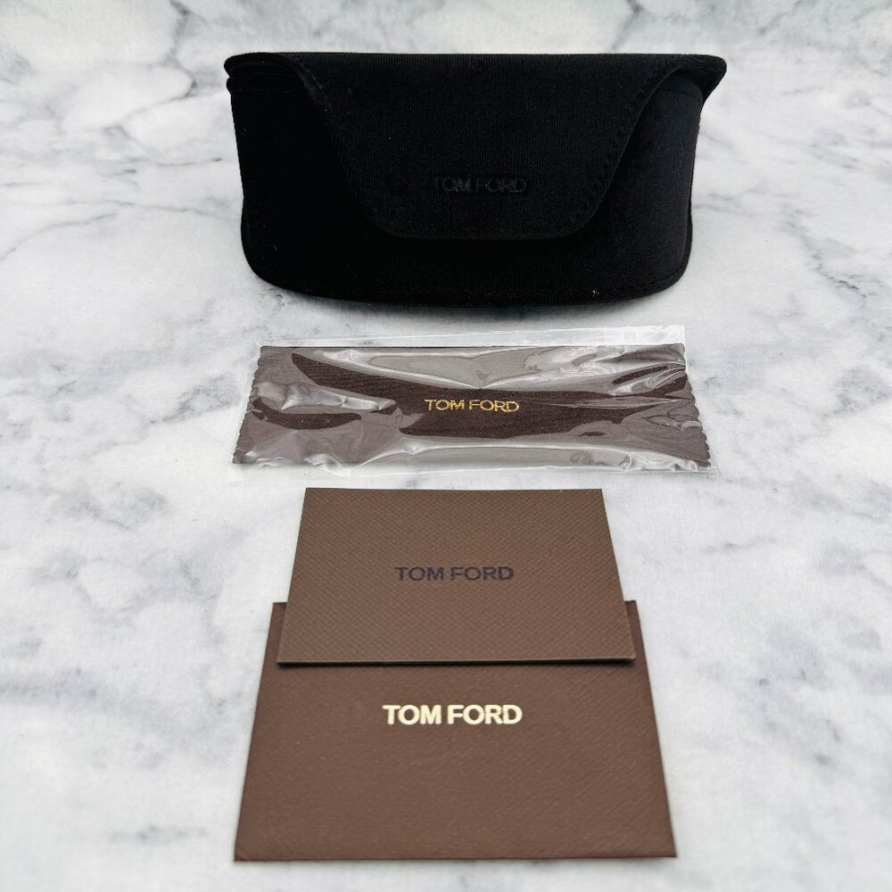 Tom Ford Sunglasses Case Set,Large Brown Velvet, Brown Cleaning Cloth, Auth Card